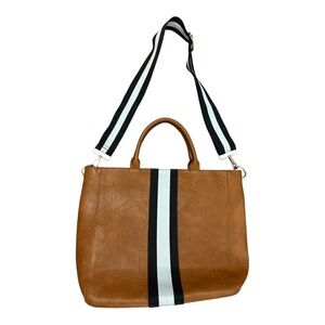 Social Threads x The Motherchic Camel Satchel Stripe Strap Crossbody